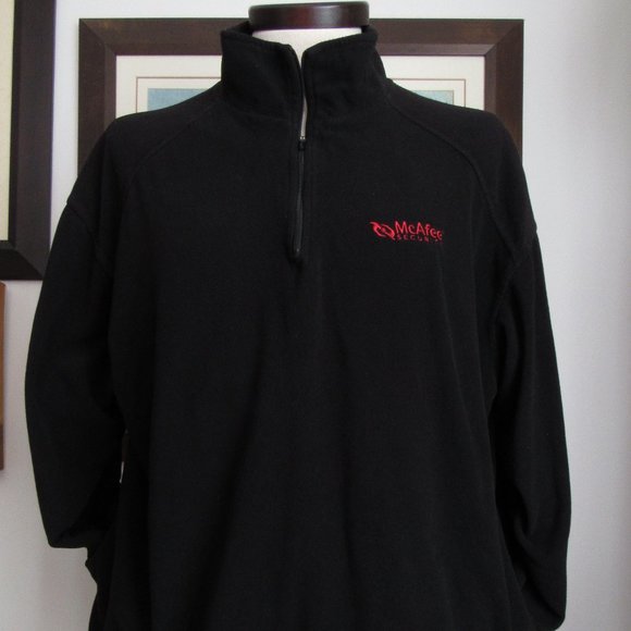 Vtg McAfee Security Men's Fleece Pullover XL Black - Picture 2 of 12